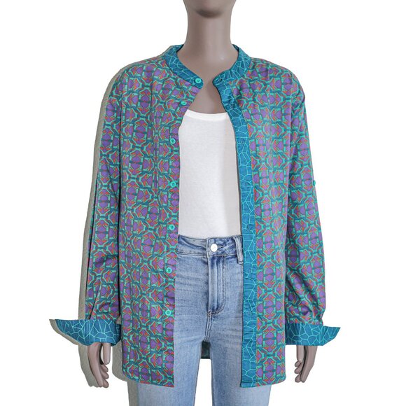 Disney Marvel Black Panther Wakanda Long Sleeve Colorful Button Down Shirt Small - Picture 1 of 4